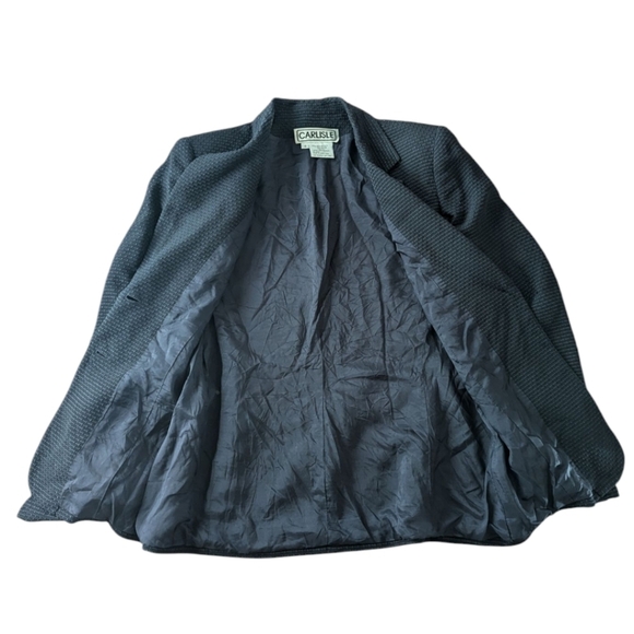 Carlisle Navy Blazer Nubby Structured Career Preppy Old Money Quiet Luxury Sz 6 - Picture 2 of 10